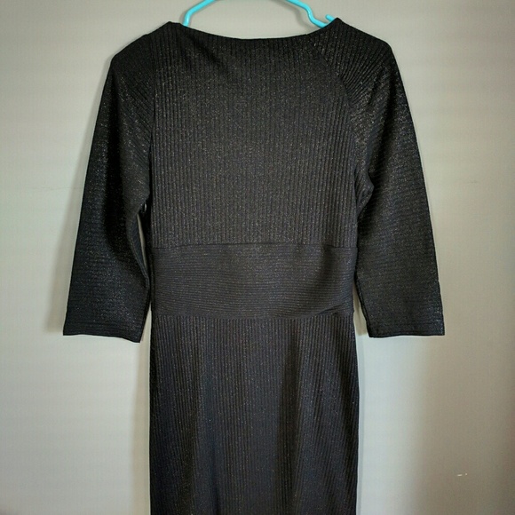 *ANTHROPOLOGIE* Rib knit slim midi black dress - Picture 3 of 4